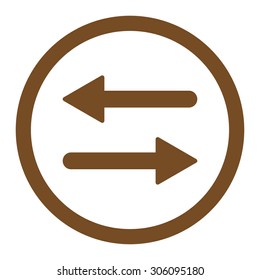 Arrows Exchange vector icon. This rounded flat symbol is drawn with brown color on a white background.