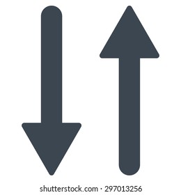 Arrows Exchange Vertical icon from Primitive Set. This isolated flat symbol is drawn with smooth blue color on a white background, angles are rounded.