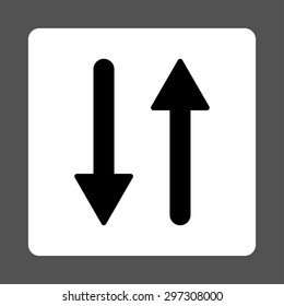 Arrows Exchange Vertical icon from Primitive Buttons OverColor Set. This rounded square flat button is drawn with black and white colors on a gray background.