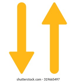 Arrows Exchange Vertical icon from Primitive Set. This isolated flat symbol is drawn with yellow color on a white background, angles are rounded.