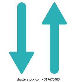 Arrows Exchange Vertical icon from Primitive Set. This isolated flat symbol is drawn with cyan color on a white background, angles are rounded.
