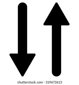 Arrows Exchange Vertical icon from Primitive Set. This isolated flat symbol is drawn with black color on a white background, angles are rounded.