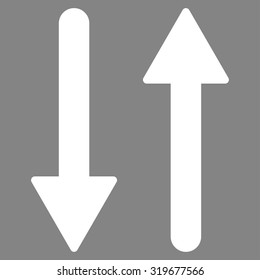 Arrows Exchange Vertical icon from Primitive Set. This isolated flat symbol is drawn with white color on a gray background, angles are rounded.