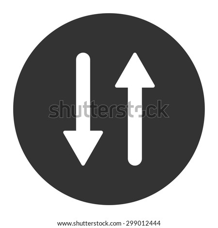 Arrows Exchange Vertical icon from Primitive Round Buttons OverColor Set. This round flat button is drawn with white and gray colors on a white background.