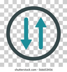 Arrows Exchange Vertical rounded icon. Vector illustration style is flat iconic bicolor symbol inside a circle, soft blue colors, transparent background. Designed for web and software interfaces.