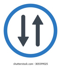 Arrows Exchange Vertical vector icon. This rounded flat symbol is drawn with smooth blue colors on a white background.