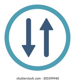 Arrows Exchange Vertical vector icon. This rounded flat symbol is drawn with cyan and blue colors on a white background.