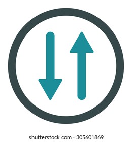 Arrows Exchange Vertical vector icon. This rounded flat symbol is drawn with soft blue colors on a white background.