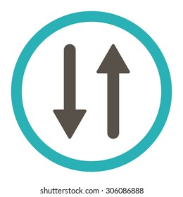 Arrows Exchange Vertical vector icon. This rounded flat symbol is drawn with grey and cyan colors on a white background.