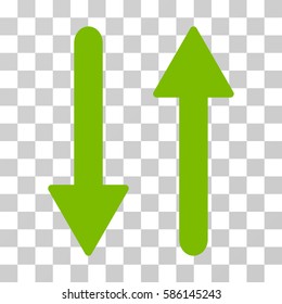 Arrows Exchange Vertical vector icon. Illustration style is flat iconic eco green symbol on a transparent background.