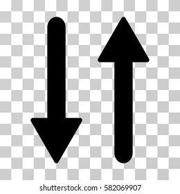 Arrows Exchange Vertical vector pictograph. Illustration style is flat iconic black symbol on a transparent background.