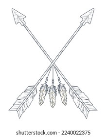 flechas con un icono de estilo boho de plumas