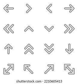 Arrows Filled Line Icon Set Vector