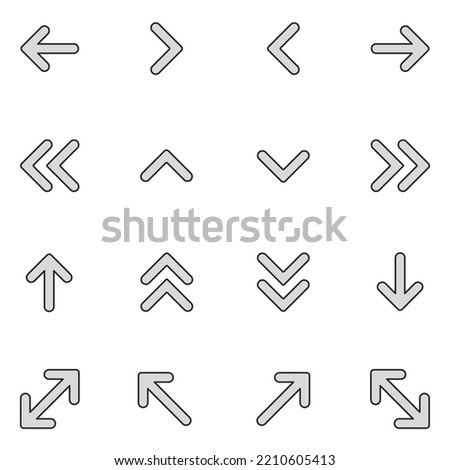 Arrows Filled Line Icon Set Vector