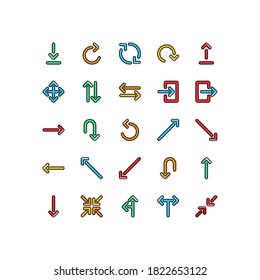 flechas de contorno rellenadas Icono. ilustración vectorial de flechas en fondo blanco