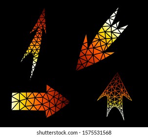 Arrows fire colors icon set vector illustration, low poly style