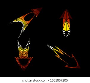 Arrows fire colors icon set vector illustration, low poly style