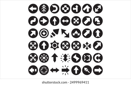 Arrows flat black icons Direction pointers vector icons Big collection Vector set of black arrow signs stock illustration Arrow Symbol, Traffic Arrow Sign, Vector, Icon Symbol, Circl