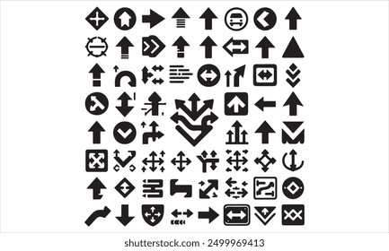 Arrows flat black icons Direction pointers vector icons Big collection Vector set of black arrow signs stock illustration Arrow Symbol, Traffic Arrow Sign, Vector, Icon Symbol, Circl