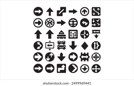 Arrows flat black icons Direction pointers vector icons Big collection Vector set of black arrow signs stock illustration Arrow Symbol, Traffic Arrow Sign, Vector, Icon Symbol, Circl