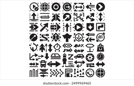 Arrows flat black icons Direction pointers vector icons Big collection Vector set of black arrow signs stock illustration Arrow Symbol, Traffic Arrow Sign, Vector, Icon Symbol, Circl