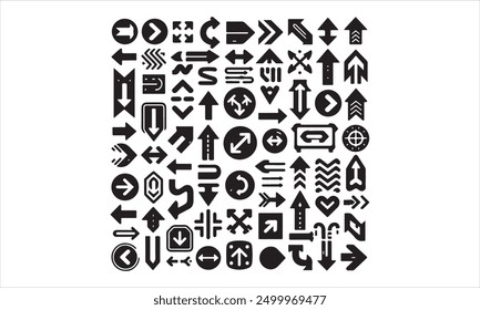 Arrows flat black icons Direction pointers vector icons Big collection Vector set of black arrow signs stock illustration Arrow Symbol, Traffic Arrow Sign, Vector, Icon Symbol, Circl