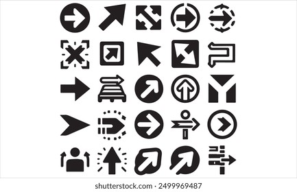 Arrows flat black icons Direction pointers vector icons Big collection Vector set of black arrow signs stock illustration Arrow Symbol, Traffic Arrow Sign, Vector, Icon Symbol, Circl