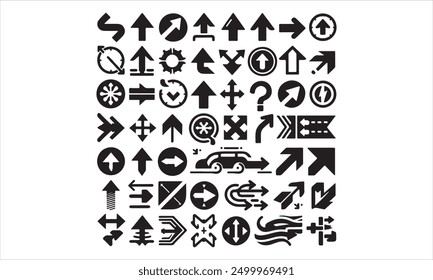 Arrows flat black icons Direction pointers vector icons Big collection Vector set of black arrow signs stock illustration Arrow Symbol, Traffic Arrow Sign, Vector, Icon Symbol, Circl