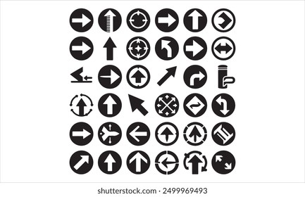 Arrows flat black icons Direction pointers vector icons Big collection Vector set of black arrow signs stock illustration Arrow Symbol, Traffic Arrow Sign, Vector, Icon Symbol, Circl