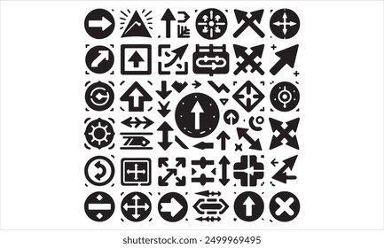 Arrows flat black icons Direction pointers vector icons Big collection Vector set of black arrow signs stock illustration Arrow Symbol, Traffic Arrow Sign, Vector, Icon Symbol, Circl