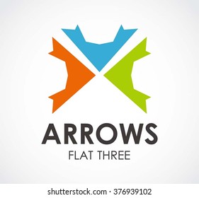 Arrows flat center of focus abstract vector and logo design or template colorful direction business icon of company identity symbol concept