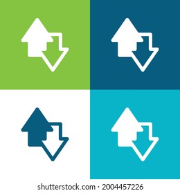 Flechas Plano cuatro colores conjunto mínimo de iconos