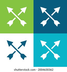 Flechas Plano cuatro colores conjunto mínimo de iconos