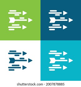 Flechas Plano cuatro colores conjunto mínimo de iconos
