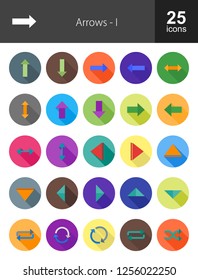 Arrows Flat Long Shadow Icons