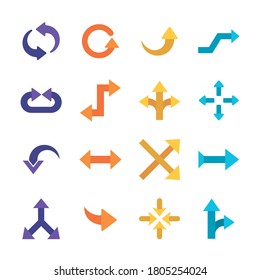 Arrows flat style collection of icons design of direction web forward and infographic theme Vector illustration