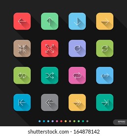 Arrows flat style icons set - Vector illustration