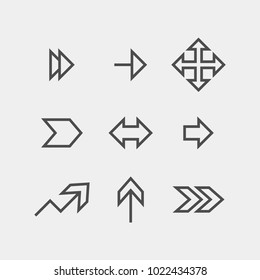 Arrows flat vector icons set