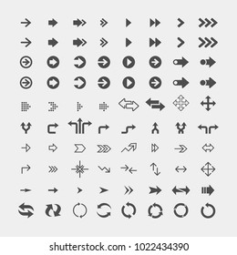 Arrows flat vector icons set