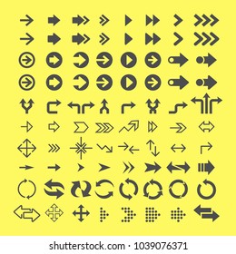 Arrows flat vector icons set