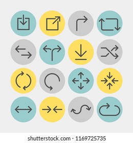 Arrows flat vector icons set