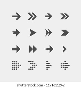 Arrows flat vector icons set