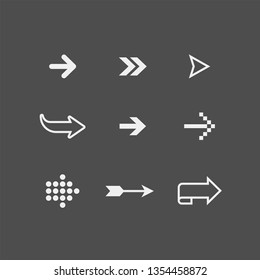 Arrows flat vector icons set. Direction flat vector icons set. Cursors flat vector icons