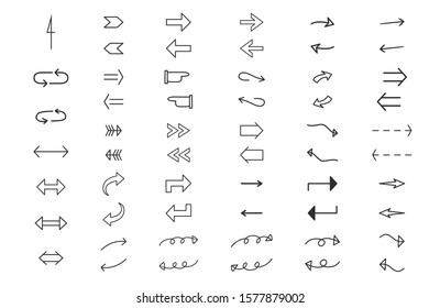 Arrows flat vector icons set.