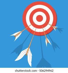 Arrows flying at the target. Vector illustration