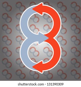 Arrows in form of digit eight. Copyspace for your text