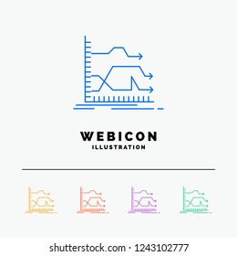 Arrows, forward, graph, market, prediction 5 Color Line Web Icon Template isolated on white. Vector illustration