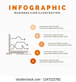 Arrows, forward, graph, market, prediction Infographics Template for Website and Presentation. Line Gray icon with Orange infographic style vector illustration