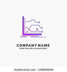 Arrows, forward, graph, market, prediction Purple Business Logo Template. Place for Tagline.
