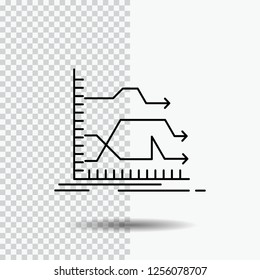 Arrows, forward, graph, market, prediction Line Icon on Transparent Background. Black Icon Vector Illustration